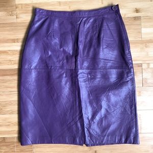 Vintage Dark Purple Leather Pencil Skirt Size 9/10